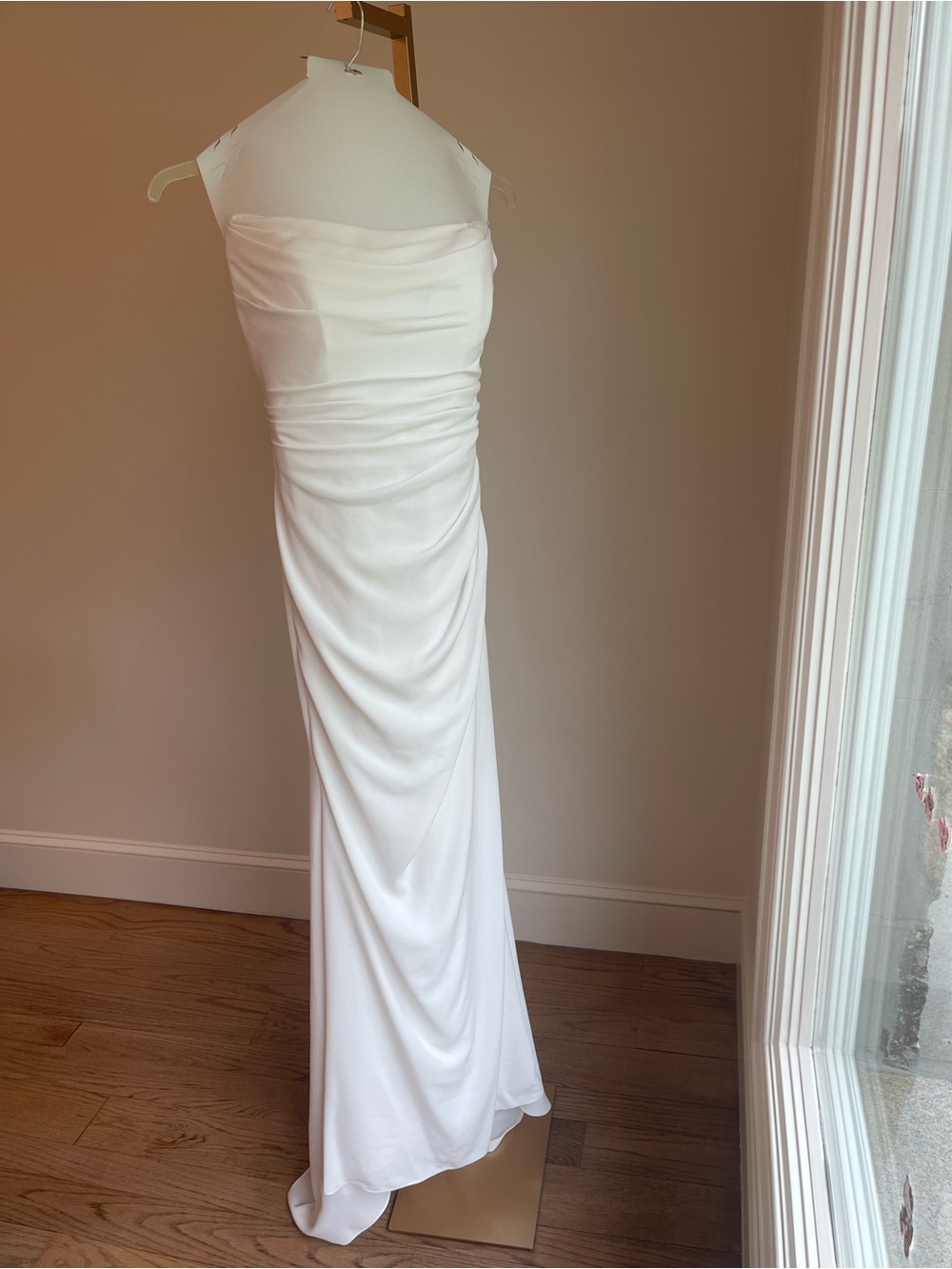 Wedding Dress- Elegant White Ruched Strapless